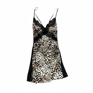 Victoria’s Secret Leopard Print Lace Trim Chemise Nightie XS